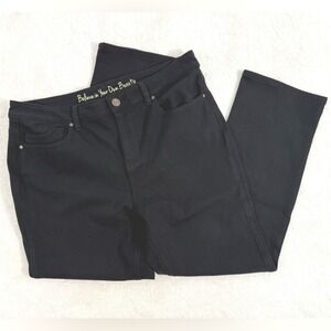 Belle Kim Gravel Black Straight Leg Denim‎ Pants 16 High Rise